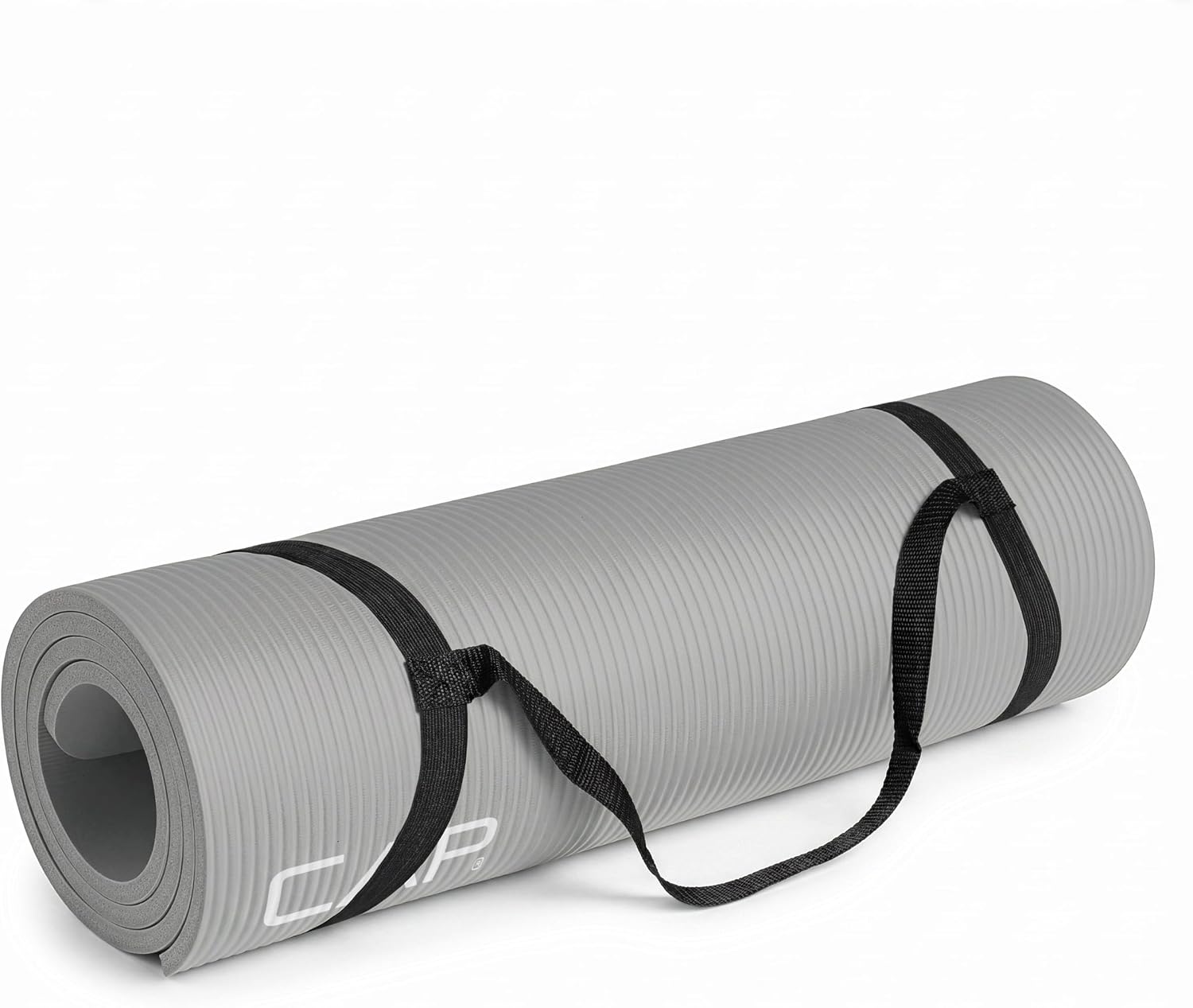 CAP Barbell High Density Exercise Yoga Mat with Strap