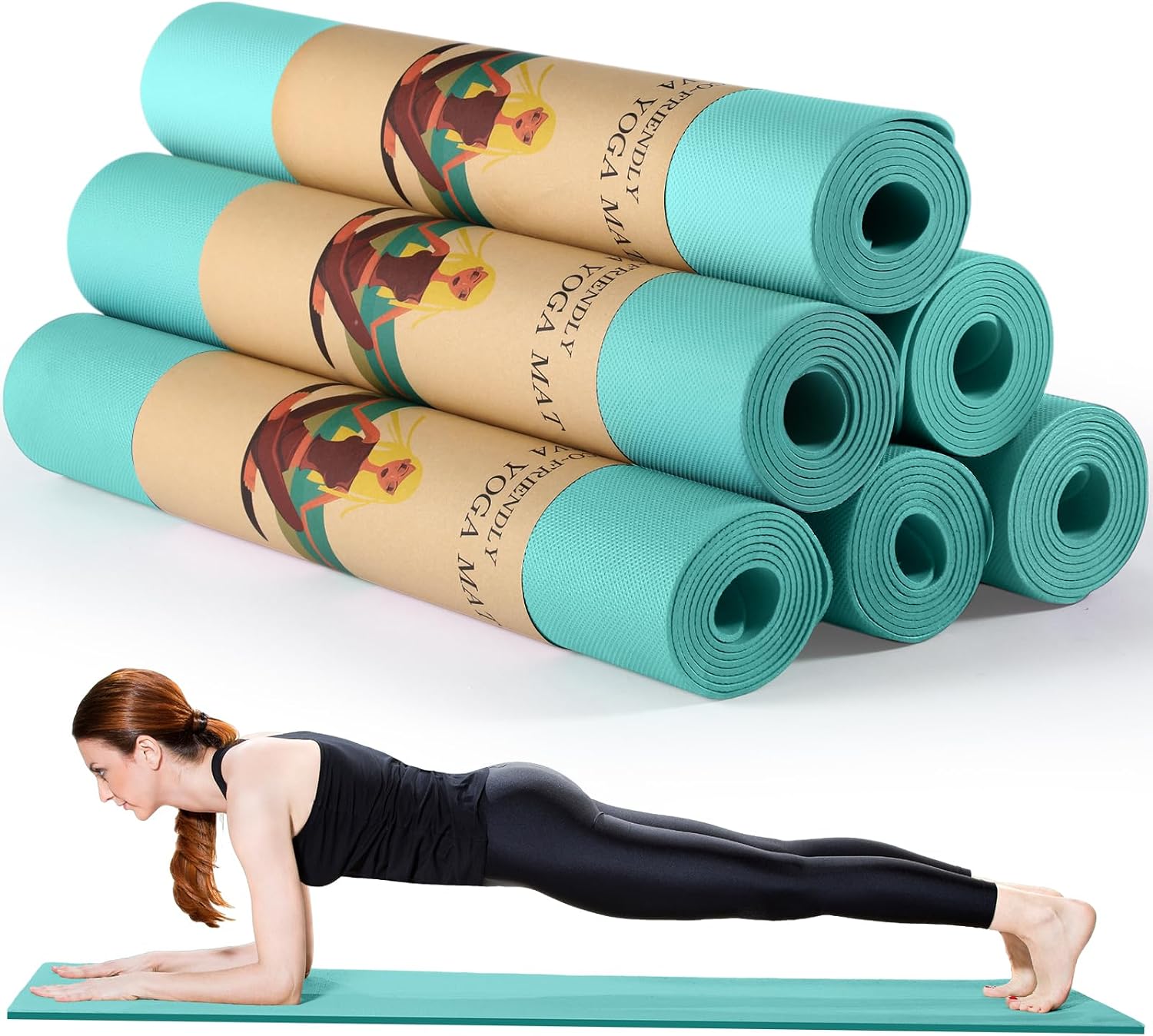 Timgle 6 Pack Yoga Mats Bulk, 68 x 24 Inches, Non Slip 4 mm Thick
